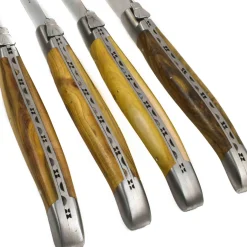 Laguiole en Aubrac French Ingredients|Kitchen Knives^Set of 4 Full Handle Steak Knives, Pistachio Wood