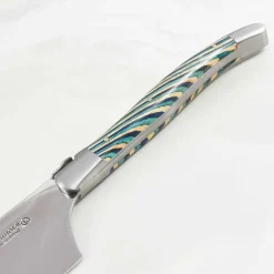 Laguiole en Aubrac Kitchen Knives^Turquoise Hard Cheese Knife, Striped Wood