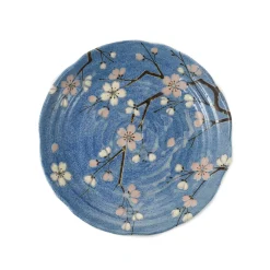 Kiji Stoneware & Ceramics Japanese Ingredients|Plates^Light Blue Sakura Blossom Side Plate