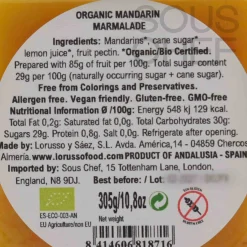 LoRUSSo Ingredients Brands|Jam, Honey & Spreads^Organic Artisanal Mandarin Jam, 305g