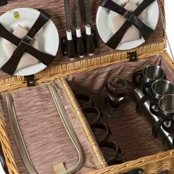 Les Jardin de la Comtesse Picnicware|Disposable Tableware^Louvre Natural Picnic Basket, 6 Person