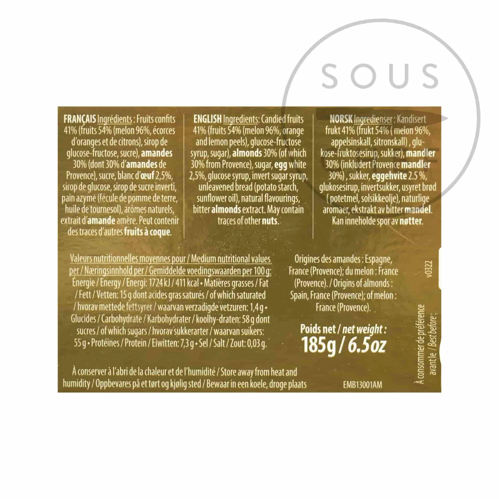 Maison Bremond Ingredients Brands|French Ingredients^30 Mini Traditional Calissons Lingot, 185g