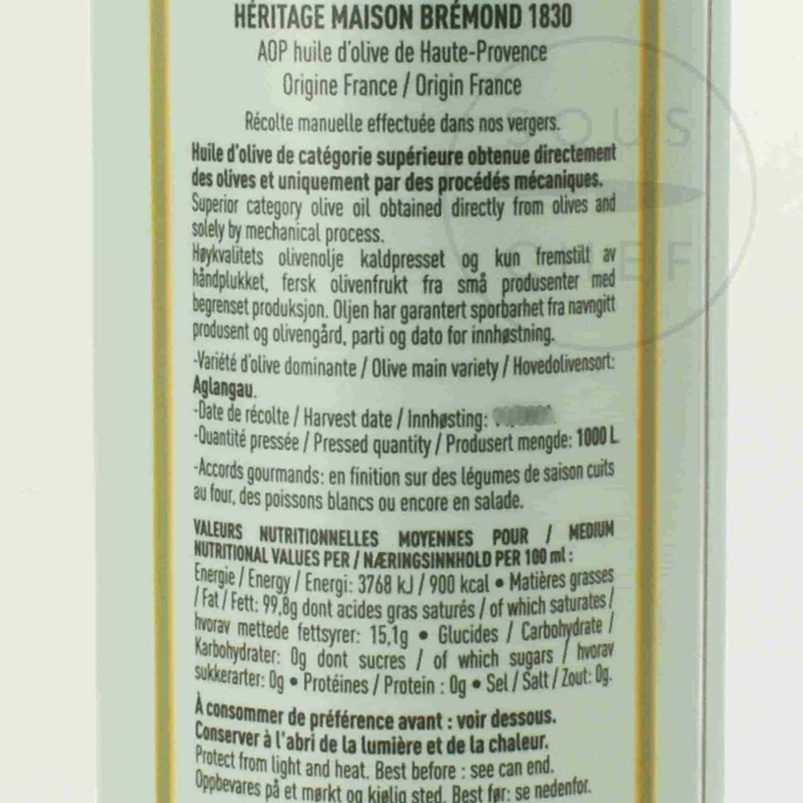 Maison Bremond Ingredients Brands|French Ingredients^Heritage Green Fruity Provence Extra Virgin Olive Oil, 500ml
