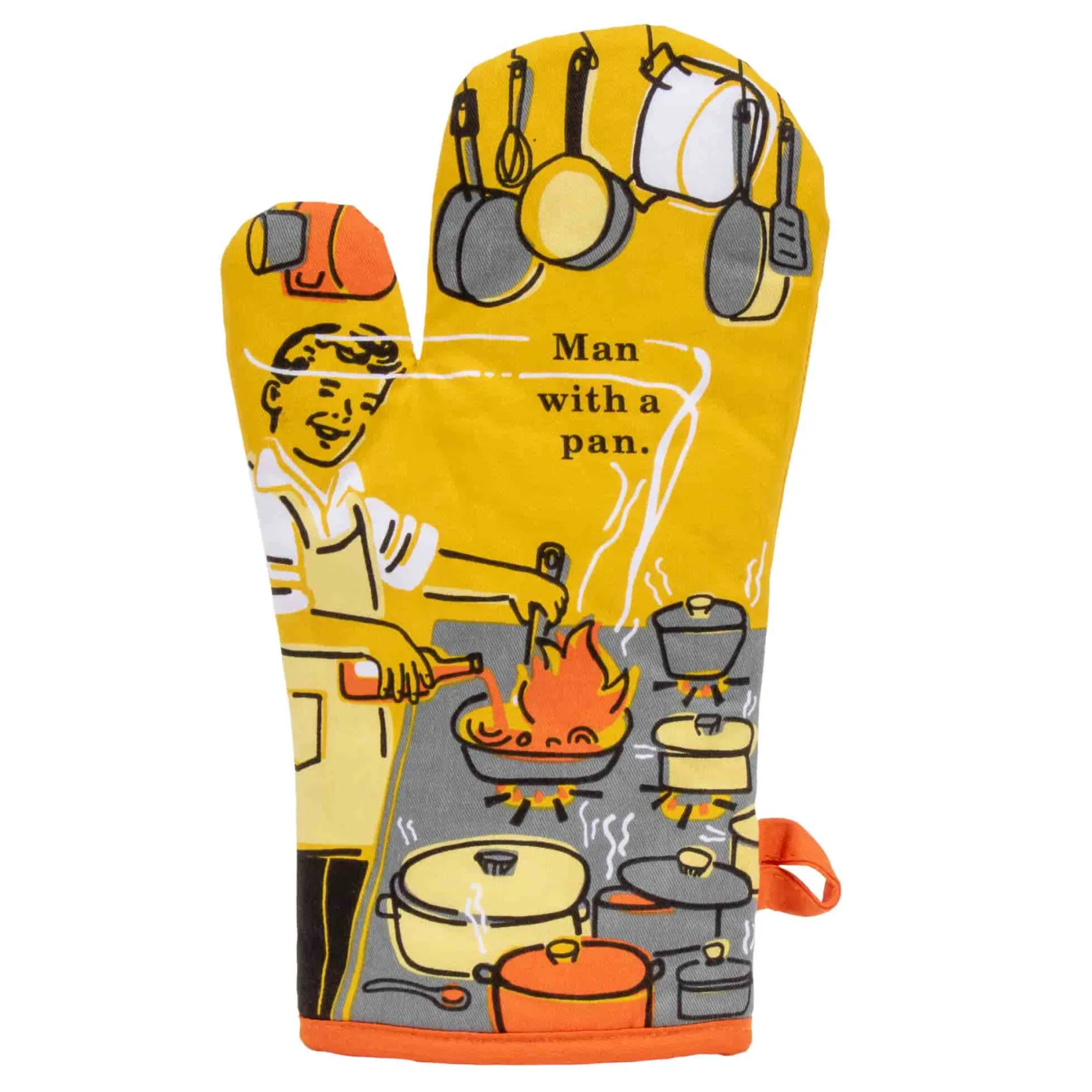 Blue Q Kitchen Textiles & Clothing^Man with a Pan Double Sided Oven Mitt