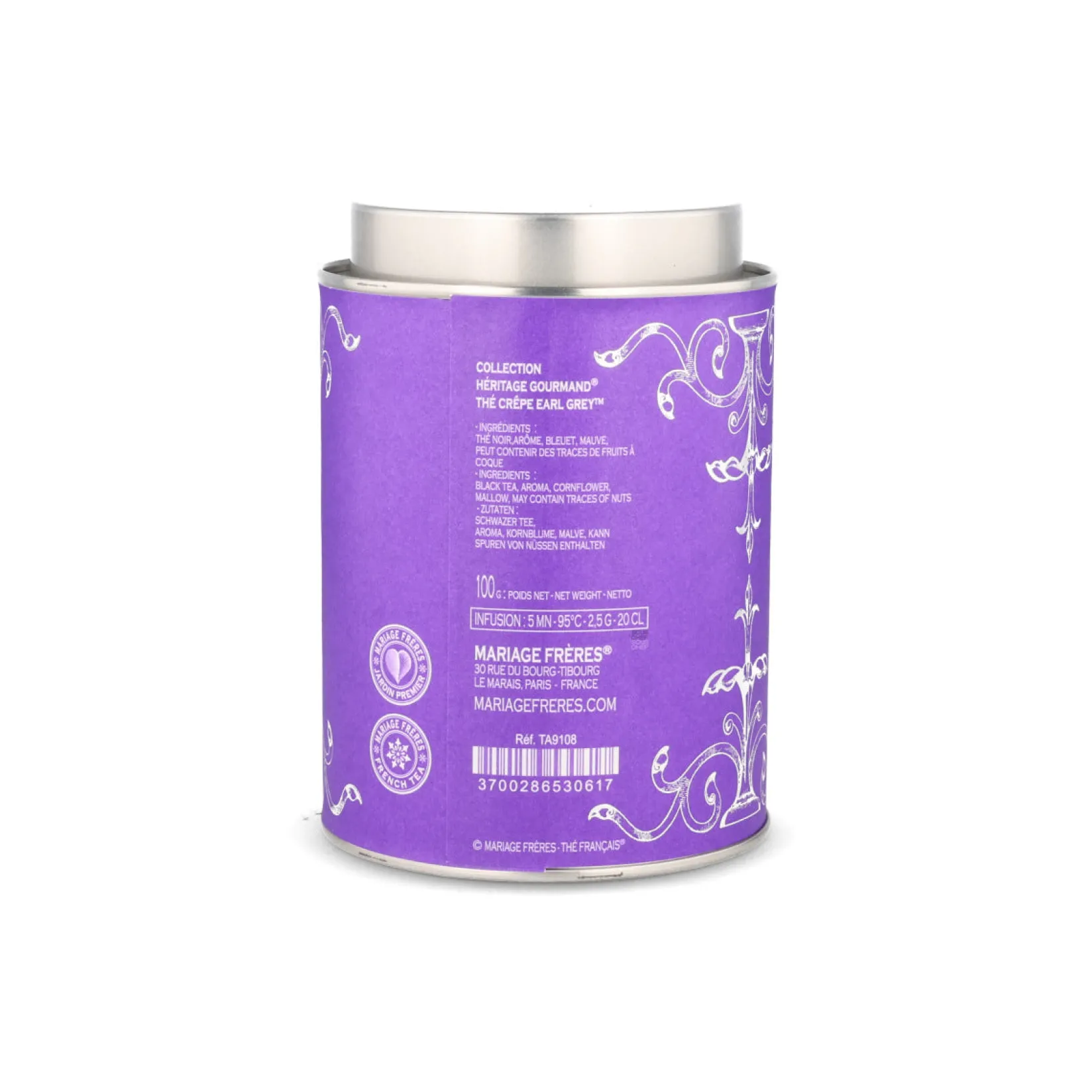 Mariage Freres Ingredients Brands|Drinks^Heritage Gourmand Crepe Earl Grey Black Loose Tea, 100g