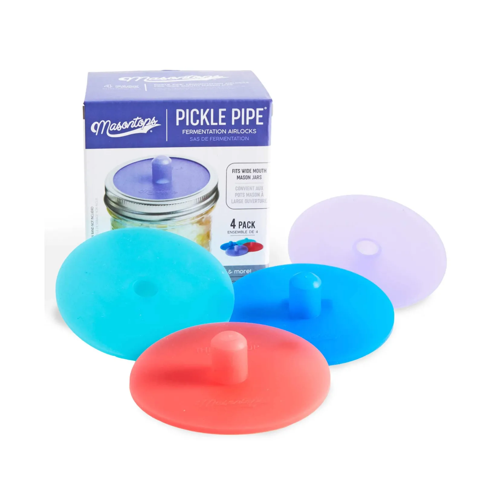 Masontops Pickling, Preserving & Fermenting Jars^Wide Mouth Pickle Pipes, Set of 4