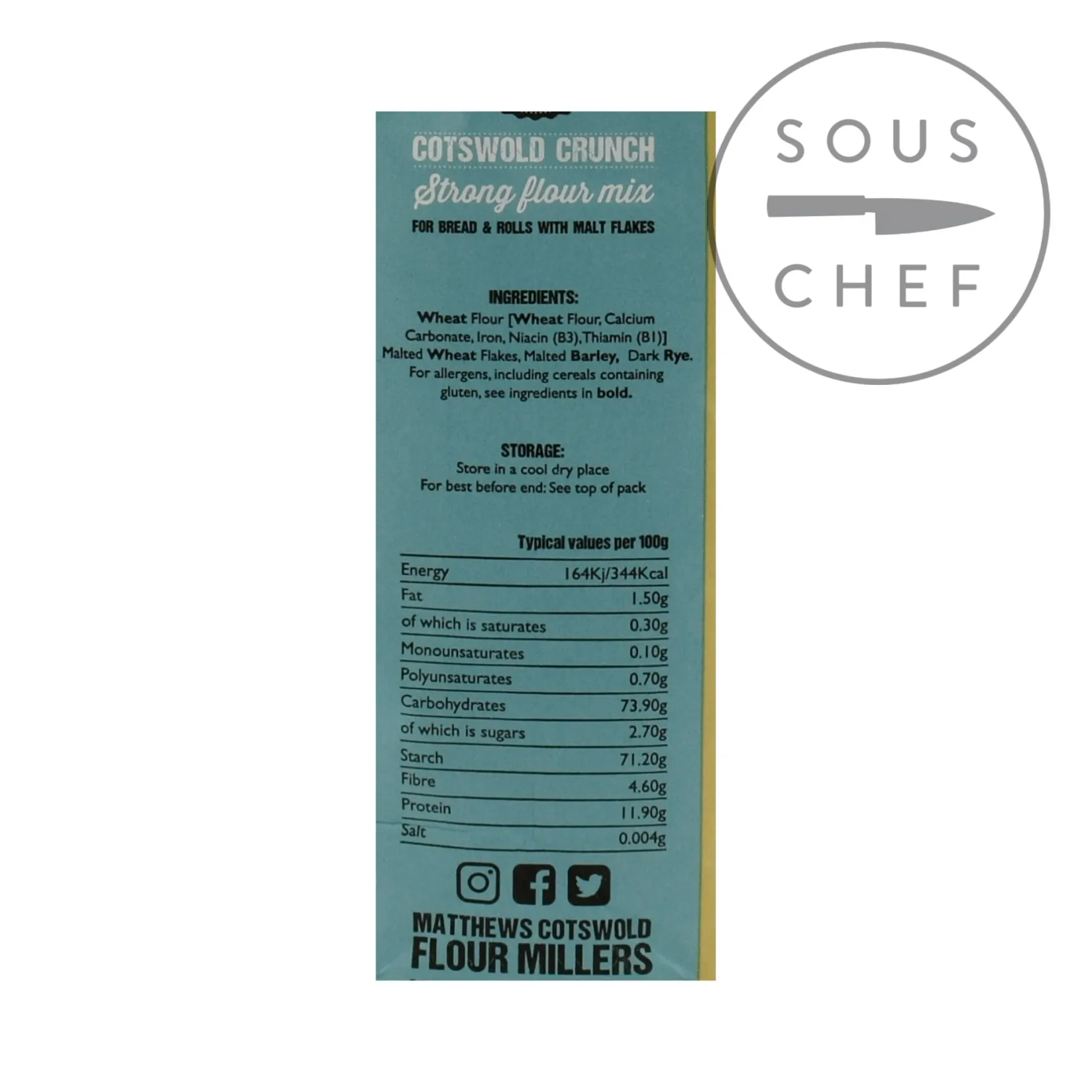 Matthews Cotswold Flour Made In The Uk|Baking Ingredients^Matthews Cotswold Crunch Flour, 1.5kg