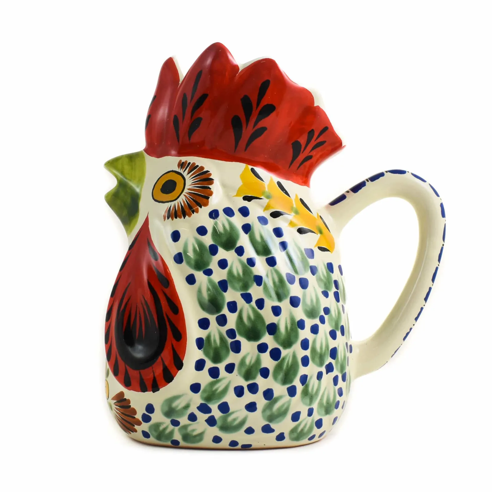 Gorky Pottery Mexican Ingredients|Jugs & Bottles^Mexican Hand Painted Blue Rooster Pitcher