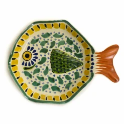 Gorky Pottery Mexican Ingredients|Tableware Brands^Mexican Hand Painted Green & Yellow Fish Dish, 14x19cm