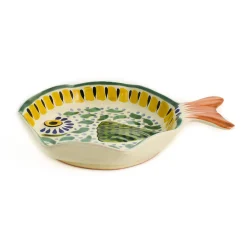 Gorky Pottery Mexican Ingredients|Tableware Brands^Mexican Hand Painted Green & Yellow Fish Dish, 14x19cm
