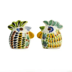 Gorky Pottery Mexican Ingredients|Table Setting^Mexican Hand Painted Rooster Salt & Pepper Shaker Set