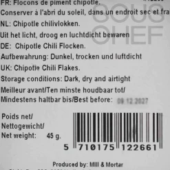 Mill & Mortar Mexican Ingredients|Herbs & Spices^Chipotle Chilli Flakes, 45g