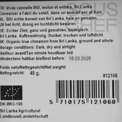 Mill & Mortar Ingredients Brands|Middle Eastern Ingredients^Organic Ananda's Cinnamon, 45g