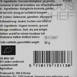 Mill & Mortar Ingredients Brands|Indian Ingredients^Organic Ground Turmeric, 50g