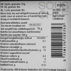 Mill & Mortar Italian Ingredients|Herbs & Spices^Organic Italian Garlic Granules, 70g