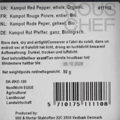 Mill & Mortar Ingredients Brands|Middle Eastern Ingredients^Organic Kampot Red Peppercorn, 50g