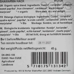 Mill & Mortar Ingredients Brands|Middle Eastern Ingredients^Organic Shawarma Hack, 45g