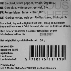 Mill & Mortar Ingredients Brands|Chinese Ingredients^Organic Smoked White Pepper, 50g
