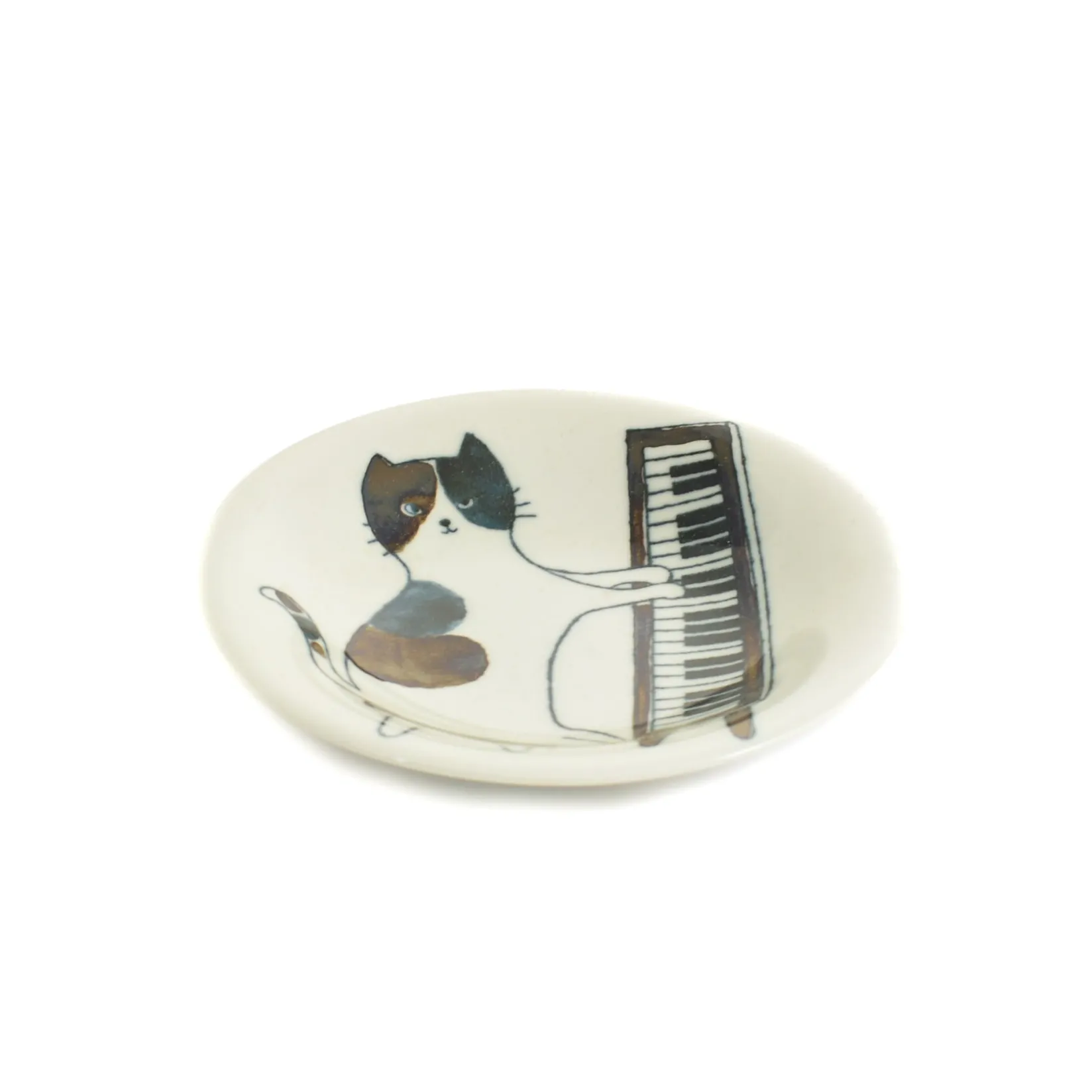 Emro Aziatica Plates|Japanese Tableware^Musical Cat Japanese Side Plate, 16cm