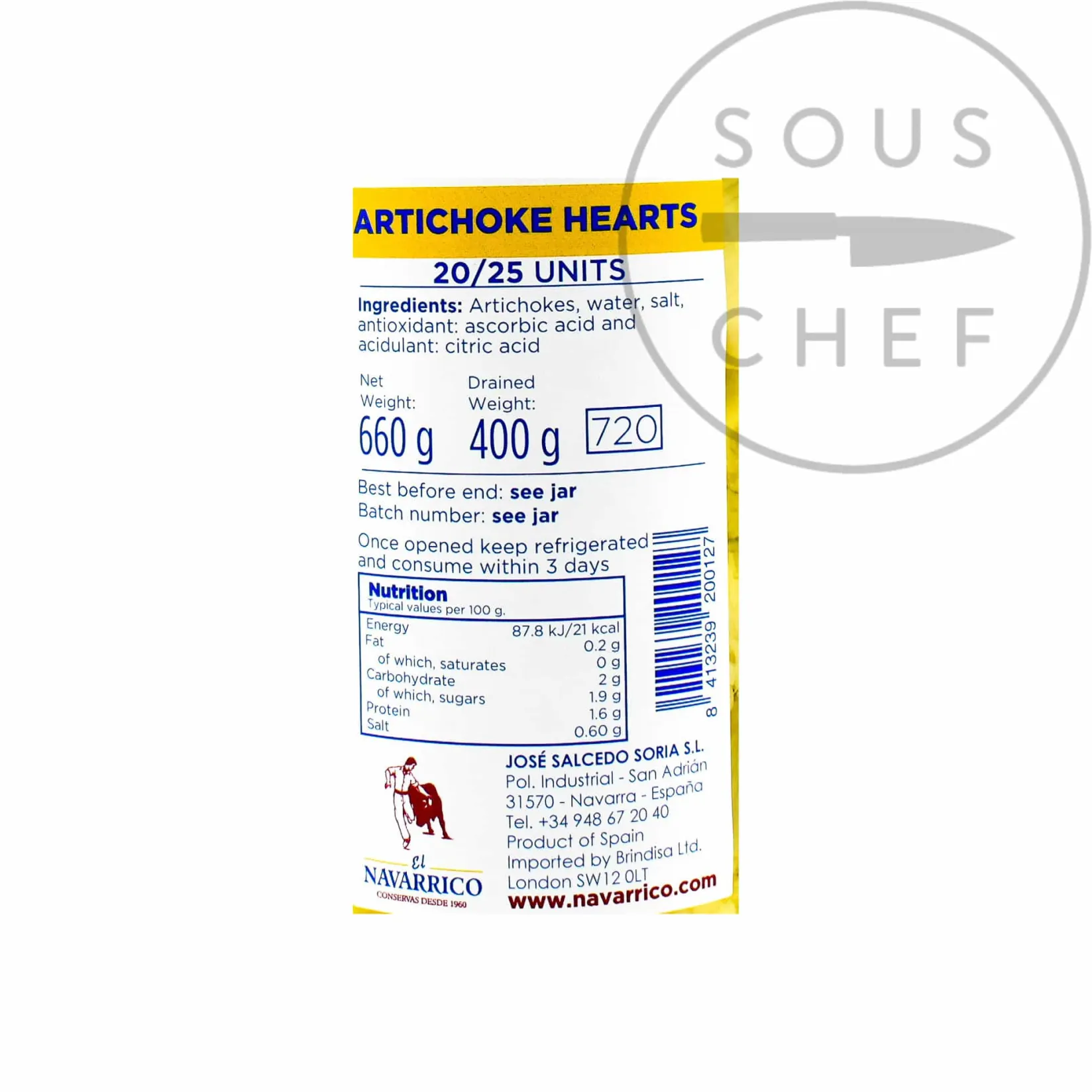 Navarrico Ingredients Brands|Spanish Ingredients^Artichoke Hearts, 660g