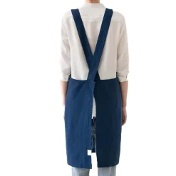 Linen Tales Kitchen Textiles & Clothing^Navy Crossback Linen Apron
