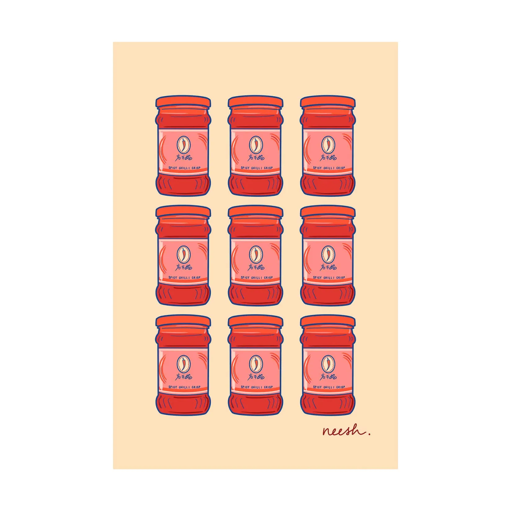 Neesh Home Kitchen Textiles & Clothing^Chilli Crisp Tea Towel