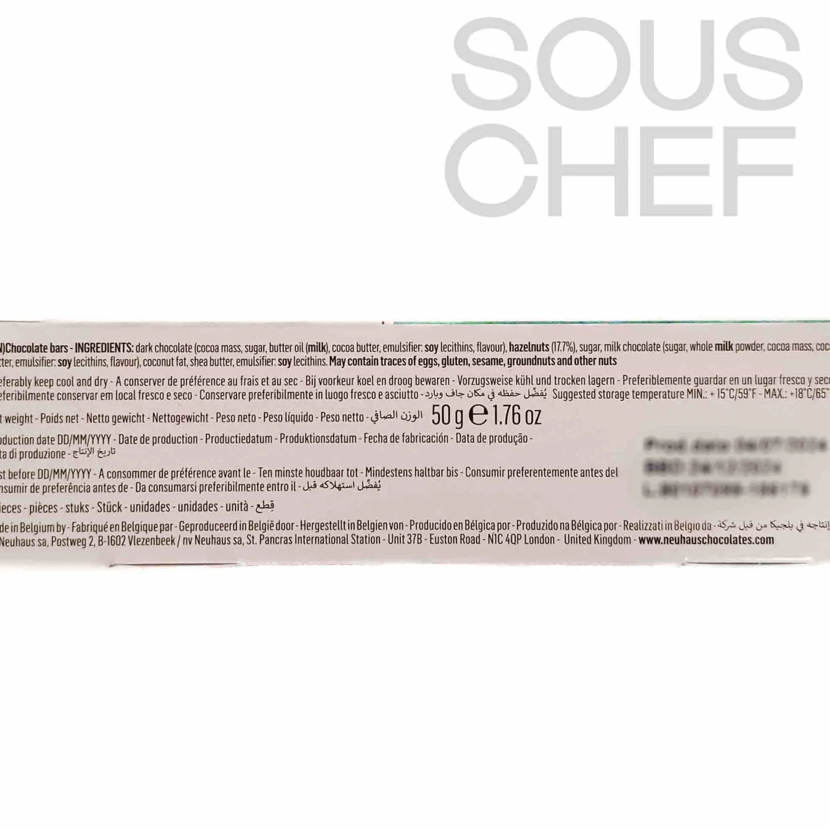 Neuhaus Chocolate & Sweets|Ingredients Brands^Dark Chocolate Hazelnut Praline Bar, 50g