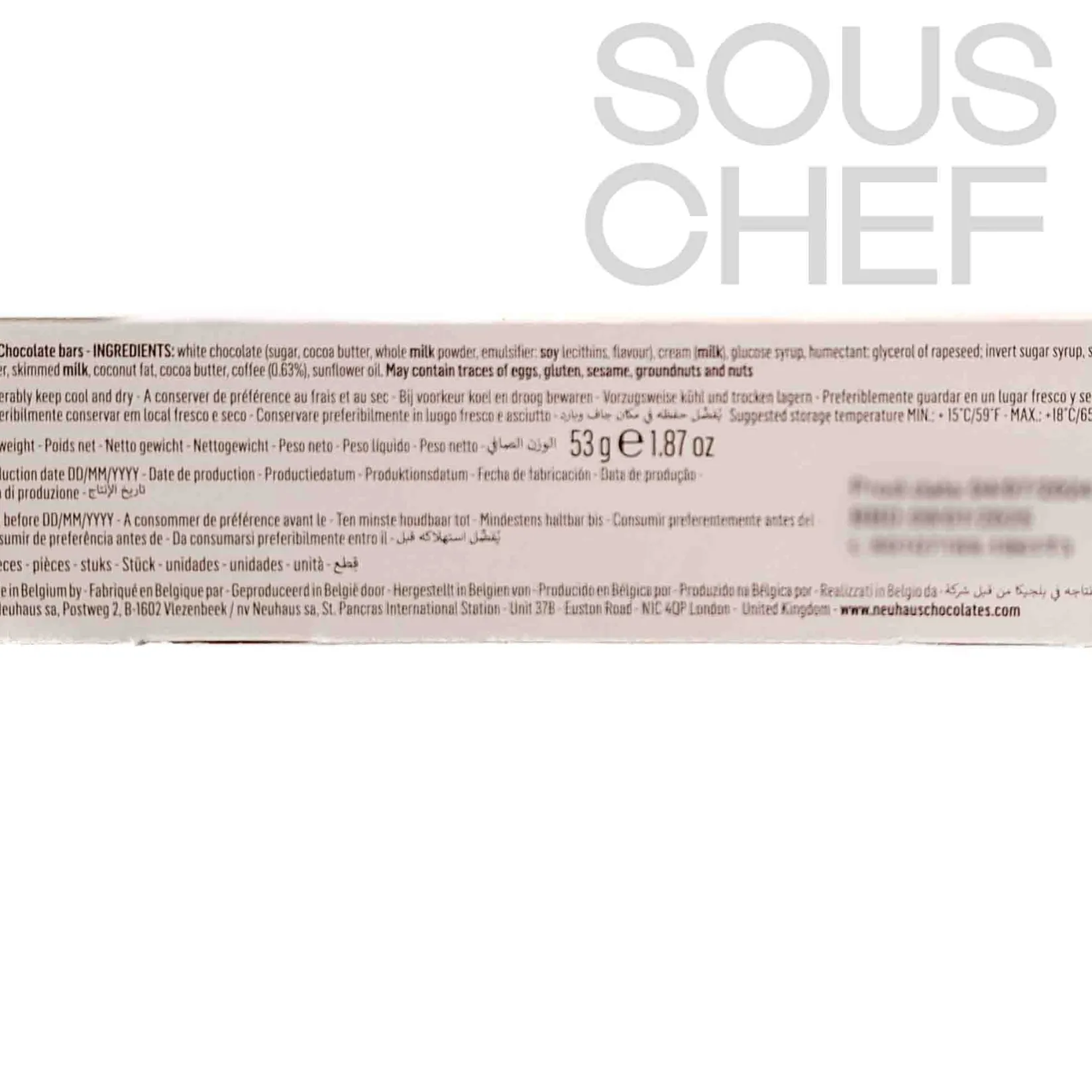 Neuhaus Chocolate & Sweets|Ingredients Brands^White Chocolate Mocha Bar, 50g