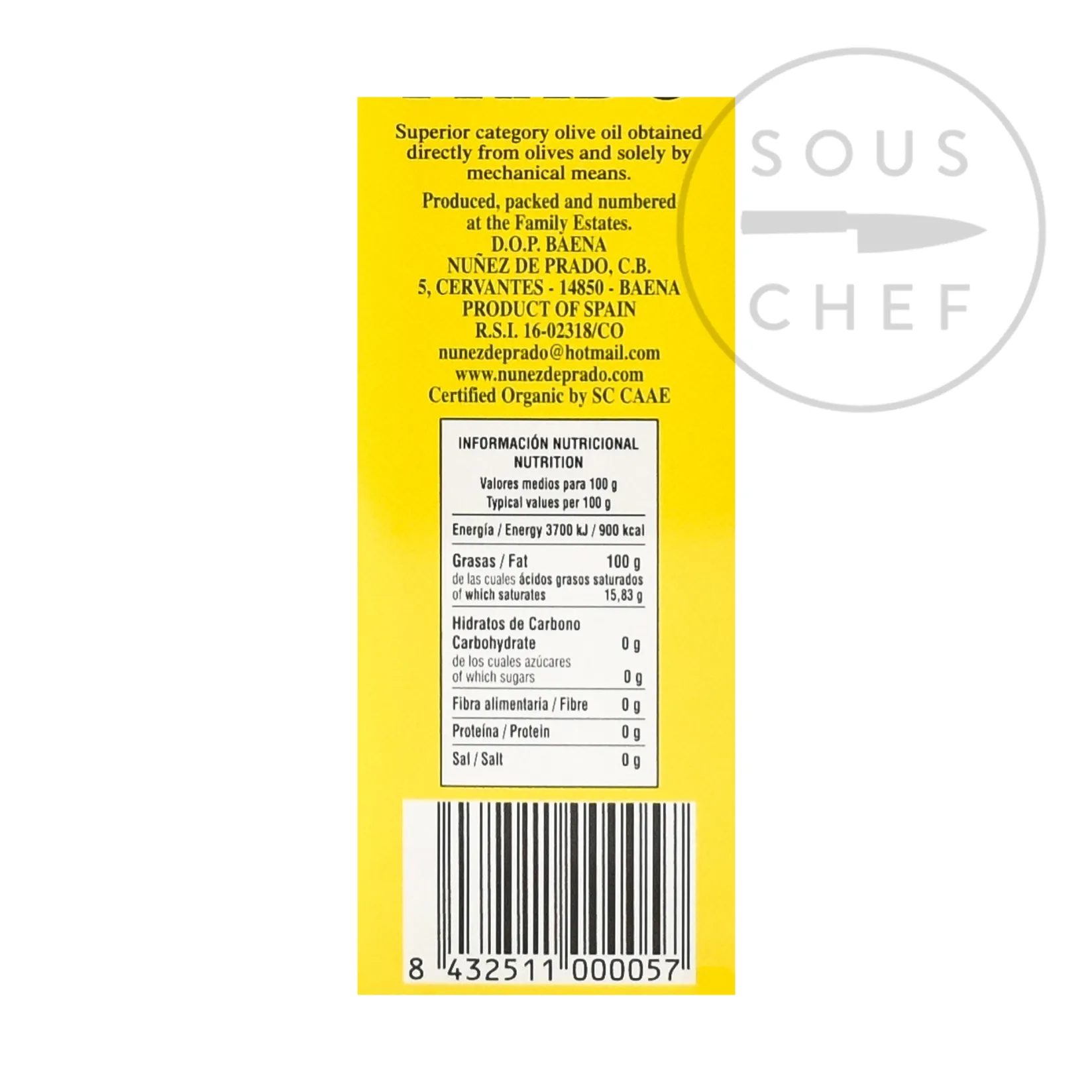 Nunez de Prado Spanish Ingredients|Oil, Vinegar & Dressings^Organic Extra Virgin Olive Oil DOP, 1 litre