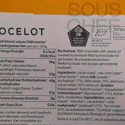 Ocelot Ingredients Brands|Made In The Uk^Organic Milk Chocolate & Buckwheat Chocolate Bar, 70g