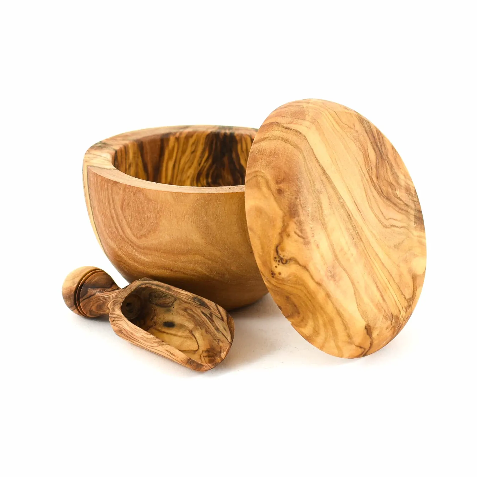Naturally Med Tableware Brands|Kitchen Tools & Utensils^Olive Wood Salt Pot and Scoop Set