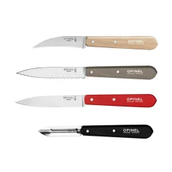 Opinel Kitchen Knives^4 Piece Red & Black Kitchen Essentials Knife Set