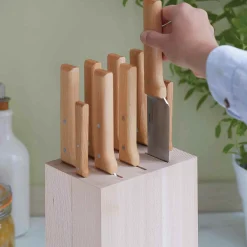 Opinel Kitchen Knives^Beechwood Knife Block, 9 Slot