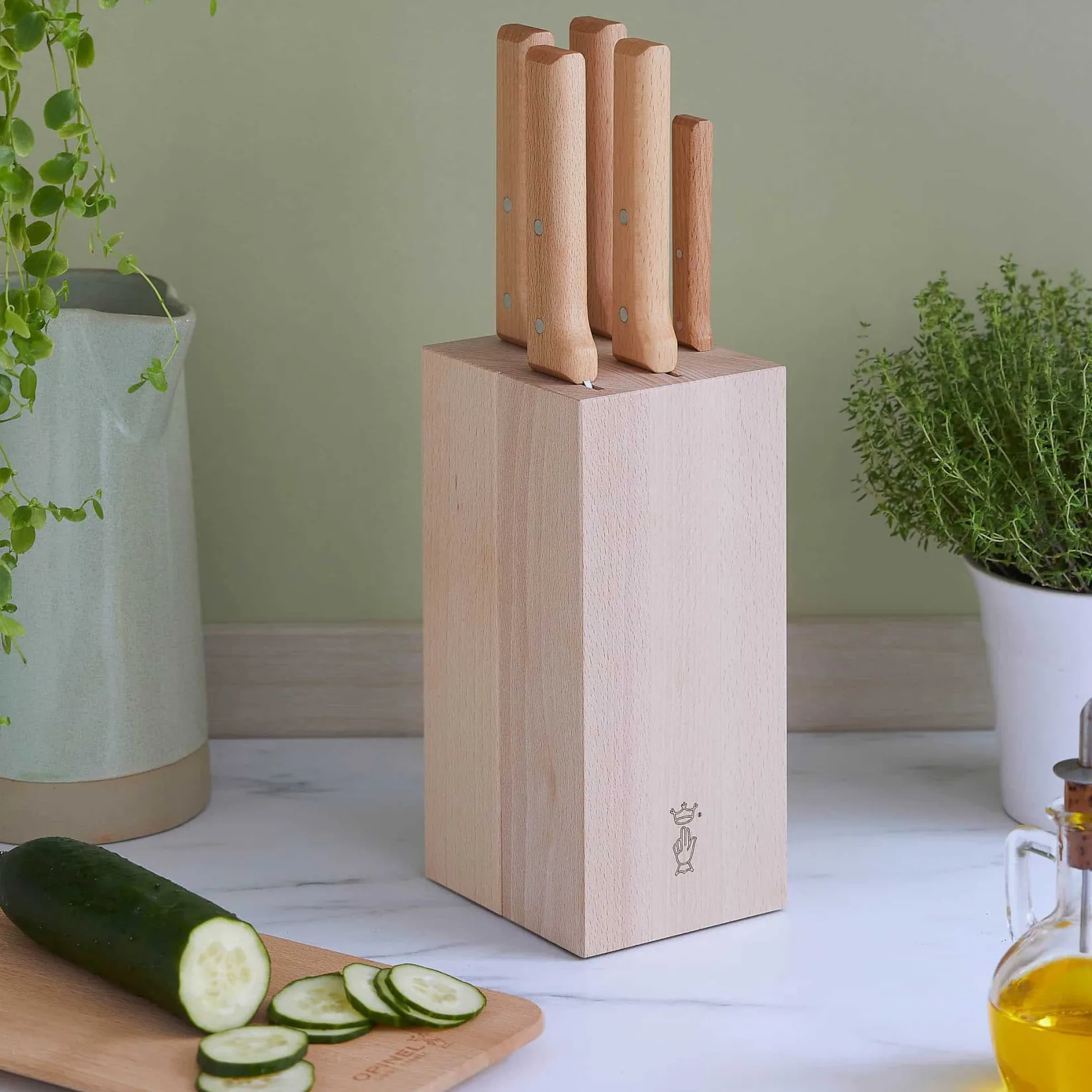 Opinel Kitchen Knives^Parallele 5 Piece Knife Block Set