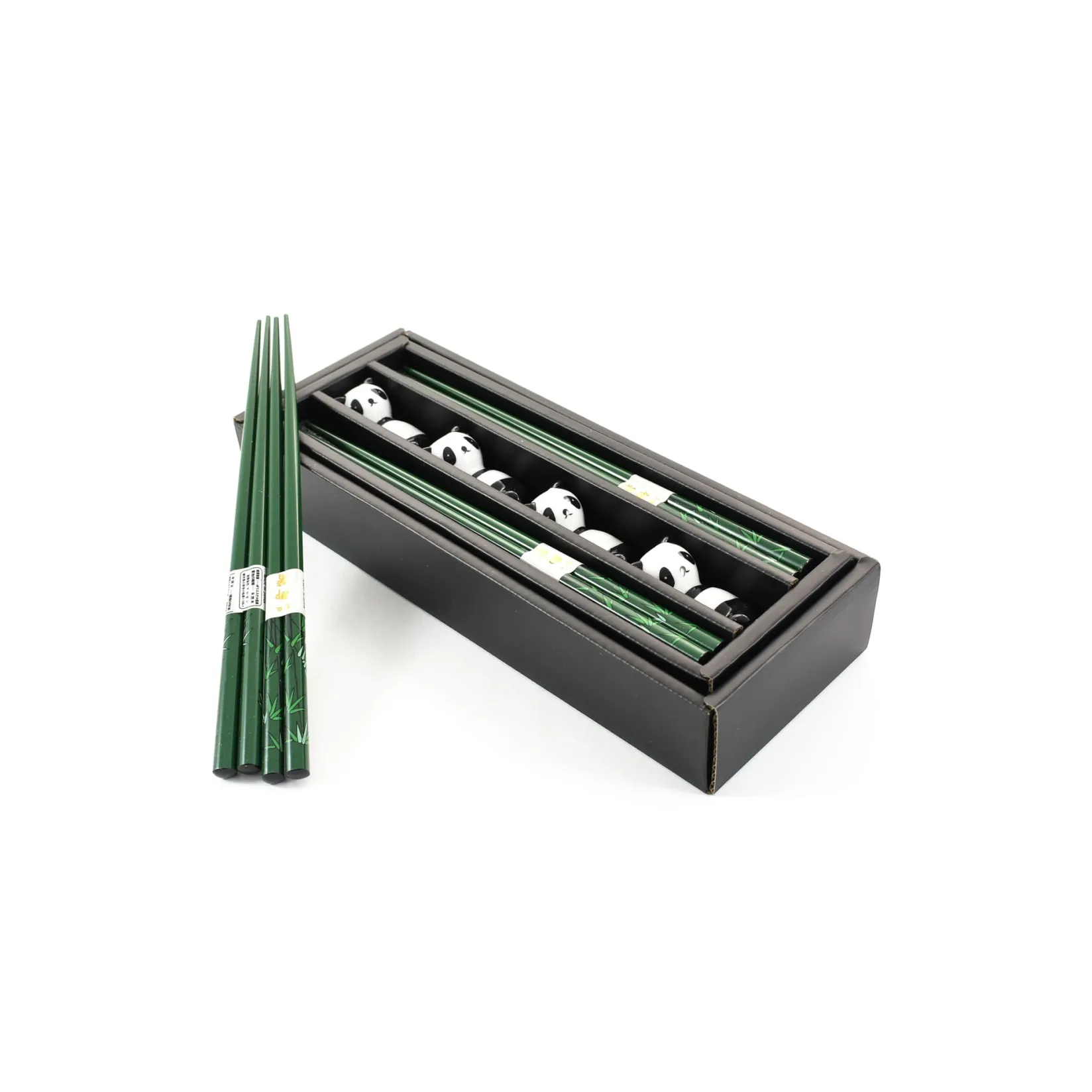 Kiji Stoneware & Ceramics Japanese Ingredients|Chinese Ingredients^Panda Chopstick & Rest Set - 4 Pairs