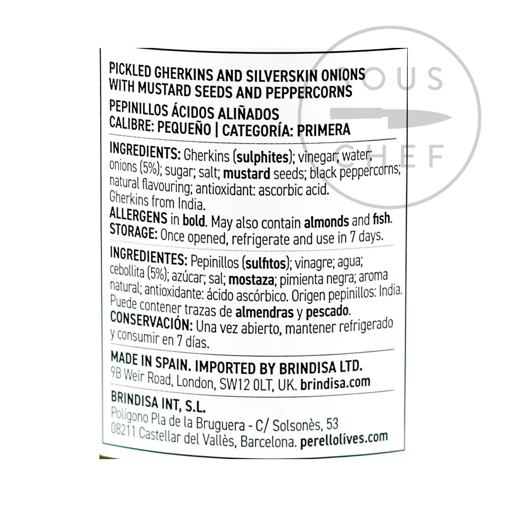 Perello Spanish Ingredients|Snacks^Cocktail Gherkins, 190g