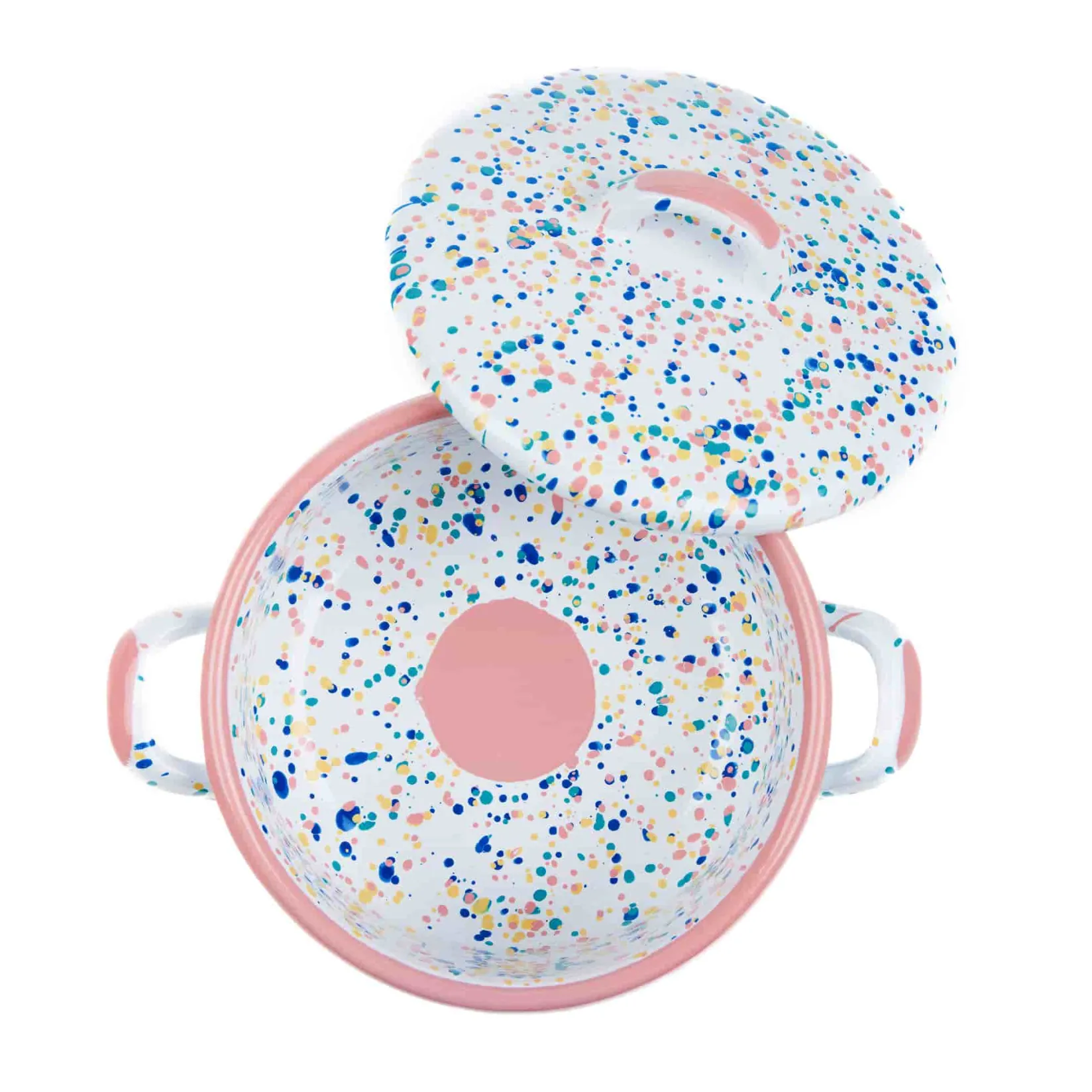 Kapka Enamel Pots & Pans^Pink Dot Enamel Casserole with Lid, 18cm
