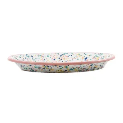 Kapka Tableware Brands^Pink Dot Enamel Oval Serving Tray, 31cm