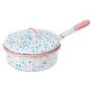 Kapka Enamel Pots & Pans^Pink Dot Enamel Saute Pan with Lid, 16cm