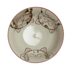 Kiji Stoneware & Ceramics Tableware Brands|Japanese Ingredients^Pink Lucky Cat Japanese Ramen Bowl, 21cm