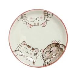 Kiji Stoneware & Ceramics Tableware Brands|Japanese Ingredients^Pink Lucky Cat Japanese Side Plate, 19.5cm