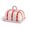 &Klevering Tableware Brands^Pink Plaid Butter Dish