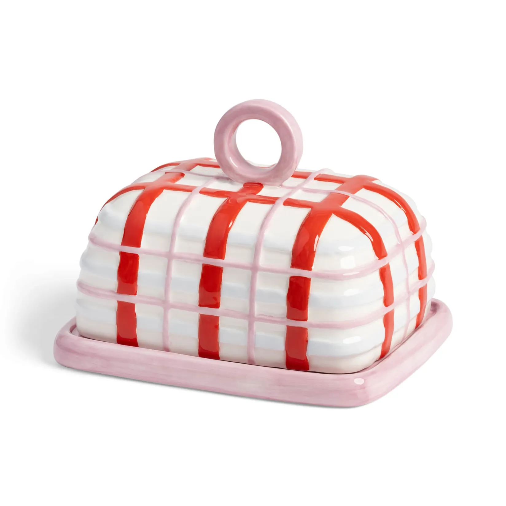 &Klevering Tableware Brands^Pink Plaid Butter Dish