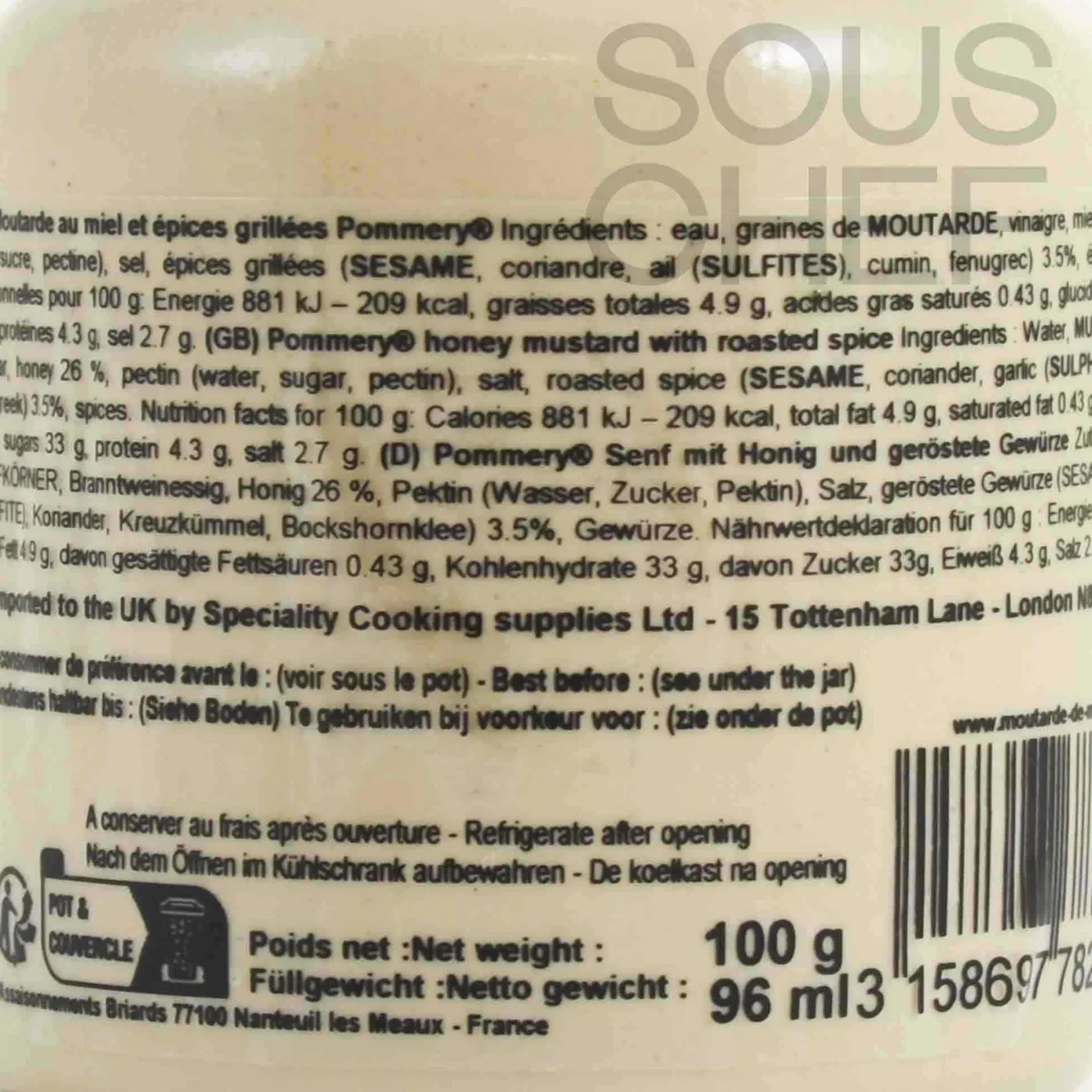 Pommery Ingredients Brands|Sauces & Condiments^Honey Mustard with Roasted Spices, 100g