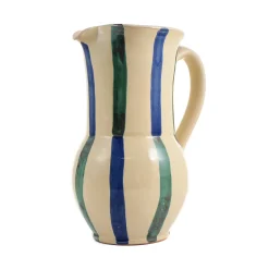 Puglia Handmade Jugs & Bottles|Tableware Brands^Puglia Aquamarine and Blue Stripe Pitcher