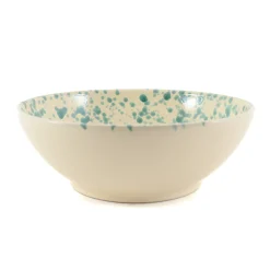 Puglia Handmade Italian Ingredients|Crockery & Dinnerware^Puglia Aquamarine Splatter Large Salad Bowl, 28cm