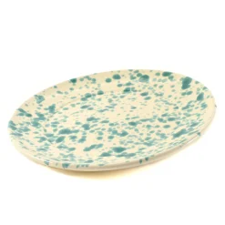 Puglia Handmade Italian Ingredients|Plates^Puglia Aquamarine Splatter Dinner Plate, 27cm