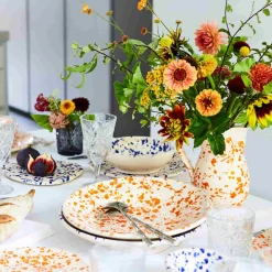 Puglia Handmade Tableware Brands|Italian Ingredients^Puglia Blue Splatter Pasta Bowl, 29cm