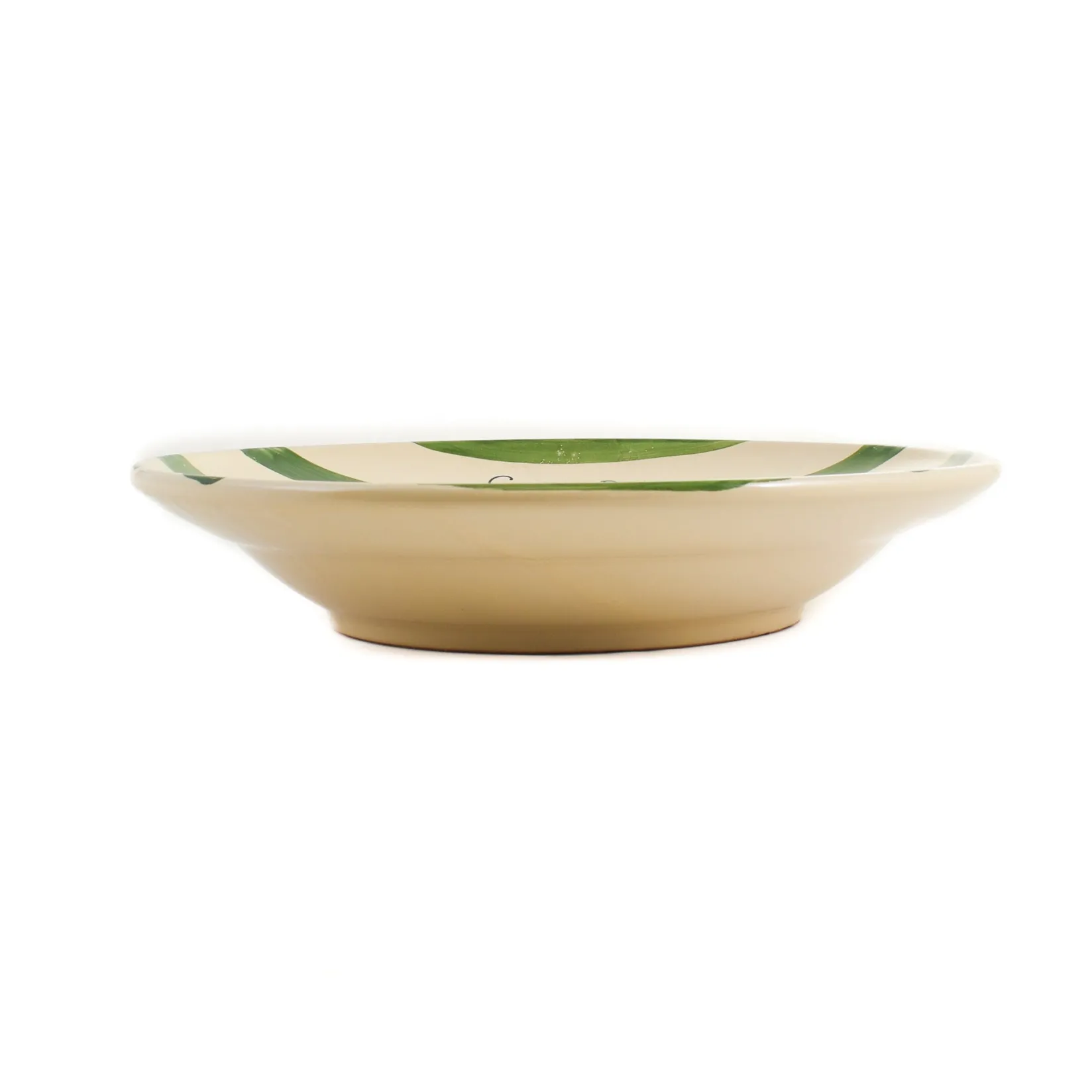 Puglia Handmade Crockery & Dinnerware|Bowls^Puglia "Cacio E Pepe" Green Stripe Pasta Bowl, 29cm