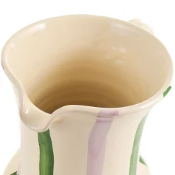 Puglia Handmade Tableware Brands|Jugs & Bottles^Puglia Green and Lilac Stripe Pitcher
